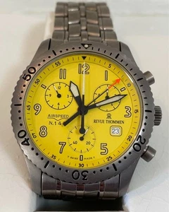 Revue Thommen Airspeed Chronograph Quartz Watch 38mm Yellow Dial Titanium - Picture 1 of 5
