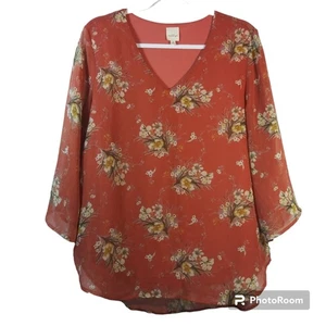 Blusa Top Kaileigh Floral Boho Manga 3/4 Talla XL - Imagen 1 de 7