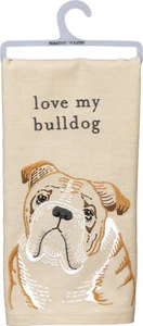Primitives by Kathy Love My Bulldog Dish Towel, 26" - Picture 1 of 3