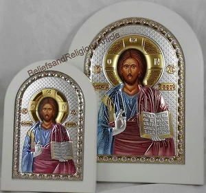 Raro Plata Esterlina Oro Jesús Icono Católico Romano Regalo Original Príncipe Pared  - Imagen 1 de 11
