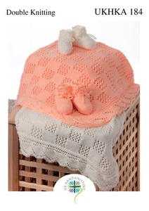 UKHKA 184 Coperta e stivali in pizzo per bambini modello a maglia in DK - Foto 1 di 3