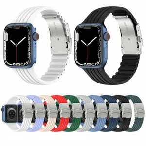 For Apple Watch Series Ultra 2 Ultra 9 8 7 6 SE Silicone Strap Replacement - Picture 1 of 22