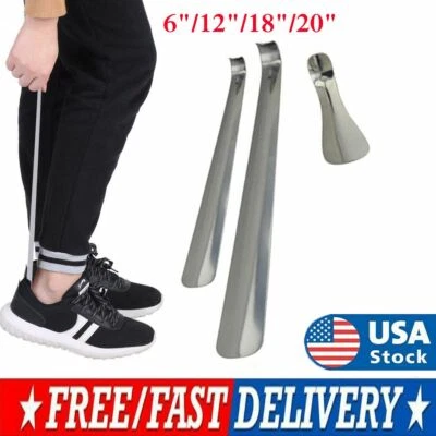 6"~20" Profesional Acero Inoxidable Mango Largo Zapato Cuerno Levantador Zapato Plateado Foto 1 de 4