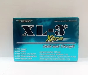 XL-3 Xtra Cold Medicine Relief for Cold flu,Fever,Aches,Pains. 12 Caps Exp 12/25 - Picture 1 of 1