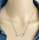 Vintage FAS THAI 925 Sterling Silver CZ Infinity Necklace 