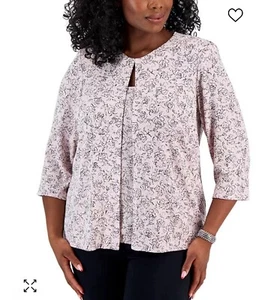 NWT Alex Evenings 1X Alex Evenings Plus Size Hook-Front Jacket & Tank Top Set - Picture 1 of 13