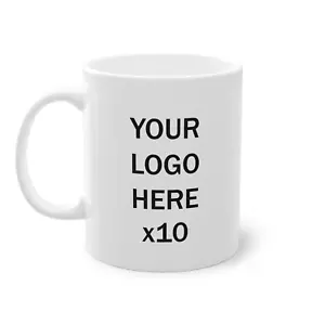 10 Personalised Mug/Cup Business Printed Anytext logo image Bulk Buy Promotional - Picture 1 of 7