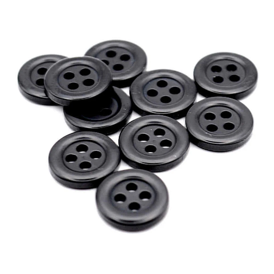 BLACK 2 HOLE RIMMED SHIRT BUTTONS Size 11.5mm - Image 1 of 1