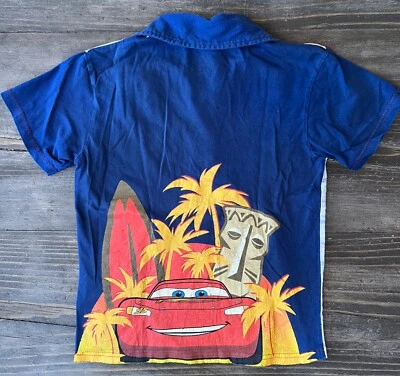 Camisa Lightning Mcqueen Cars DISNEY Niños Hawaii Tema Cuello Talla 5/6 ¡RARA! Foto 1 de 4