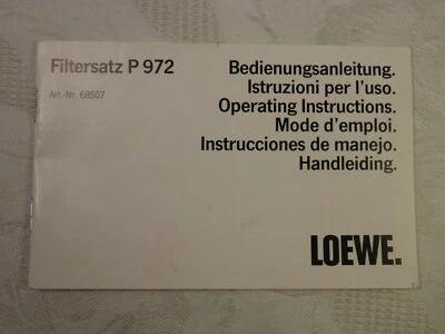 Manual De Instrucciones Loewe Filtro P 972 - Imagen 1 de 3
