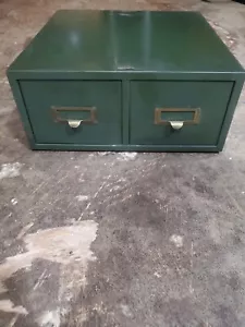 Vintage Steelmaster Art Steel 2 Drawer Card File Cabinet Stackable Vintage ASCO - Picture 1 of 2