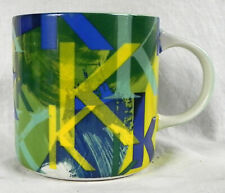 Anthropologie Lottie Monogram Ceramic Coffee Cup, Letter K, Green Yellow Blue