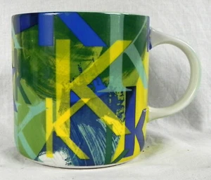 Anthropologie Lottie Monogram Ceramic Coffee Cup, Letter K, Green Yellow Blue - Picture 1 of 7
