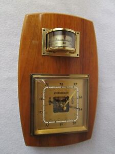 schöne alte Wetterstation Thermometer Barometer Holz Lack glänzend Wand Deko 