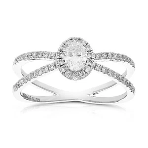 1/2 cttw Lab Created Diamond Wedding Ring in 14K White Gold Oval Prong Size 7 - Picture 1 of 8