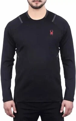 Camisa de manga larga Spyder Active para hombre, color negro, grande, elástica, absorbente. � Foto 1 de 4
