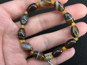 Magical DZI Bead naturally Old Agate *Sky Eyed/stripe* Bracelet c7 - Picture 1 of 4