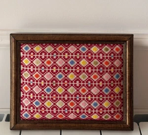 frame wood canvas handmade needlepoint stitch vintage made in PALESTINE - Picture 1 of 8