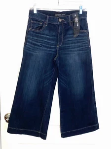 NWT Dark Wash Denim EXPRESS HIGH RISE COULOTTES Cropped Gaucho Jeans - Size 6 - Picture 1 of 7