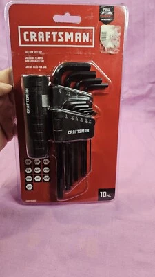 Craftsman Hex Key Set SAE 10 Piece CMHT26002 OEM Sealed With "T" Handle Adapter  - Image 1 of 4