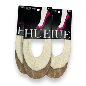 Hue 2 Pair Packs Of Lace Liner Ivory & Cream U14356 One Size Fits Most 3 Packs - Picture 1 of 3