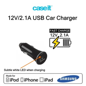 CASEIT USB Car Charger 12V 2.1A Fast Charge for Apple iPhone Pad iPod Samsung - Picture 1 of 3