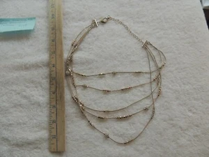 "CHICO'S" MULTI-STRAND GOLD TONE LINK CHAIN  BEADED NECKLACE Rhinestone - Picture 1 of 6
