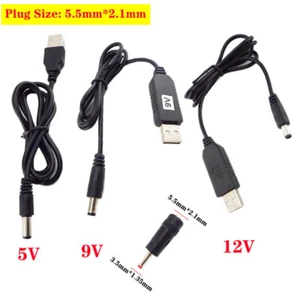USB DC 5V To DC 9V/12V Male 2.1x5.5mm Step-Up Converter Adapter Cable For Router - Picture 1 of 13