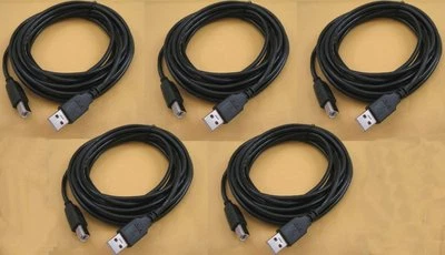5 x 15FT PREMIUM USB 2.0 A-B Cable Printer Epson HP Canon Lexmark Brother Dell - Image 1 of 2