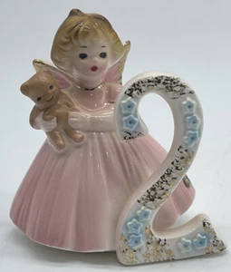 Vintage Josef’s Originals Figurine Birthday Angel February #2 Pink Girl - Picture 1 of 10
