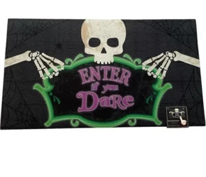 Alfombrilla de puerta de Halloween entra si te atreves interior exterior 16 X 28 - Imagen 1 de 2
