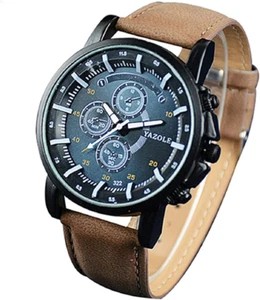 Analoge Herren-Armbanduhr Mit Kunstlederband, Leuchtendes Quarzuhrwerk - Bild 1 von 3