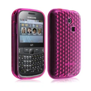 Housse coque étui gel damier transparent pour Samsung Chat 335 S3350 couleur ros - Photo 1 sur 1
