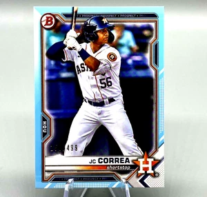 JC Correa 2021 Bowman Draft Parallel /499 Astros #BD-29 HOUSTON ASTROS - Picture 1 of 3