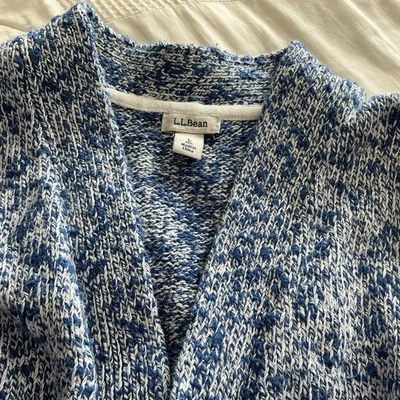 L.L. Bean винтажный женщин Sz L синий хлопок кардиган Cottagecore свитер уютный мягкий - Изображение 1 из 4