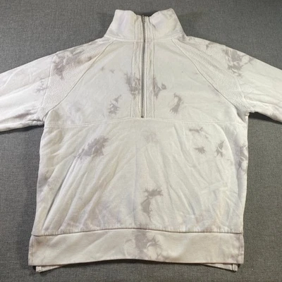 ROSA Victoria's Secret Cuarto Cremallera Pullover Sudadera Blanca Tie Dye Mediana Foto 1 de 4