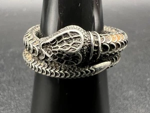 Authentic Designer GUCCI Sterling Silver .925 Snake Ring Mens Size 8 - Picture 1 of 14
