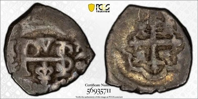 Mexico 1/2 Real COB Mo (1702-1733) Philip V, PCGS VF25 Gold Shield. KM# 24 - Image 1 of 3