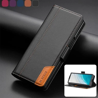 For Samsung Galaxy Z Fold7 6 5 4 Leather Rugged Kickstand Case Flip Card Wallet
