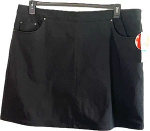NWT Hearts of Palm Skort sz 20W Black Essentials Tech Stretch Pull On Plus - Picture 1 of 6