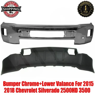 Front Bumper Chrome+Lower  Valance For 2015-2018 Chevrolet Silverado 2500HD 3500 - Image 1 of 4