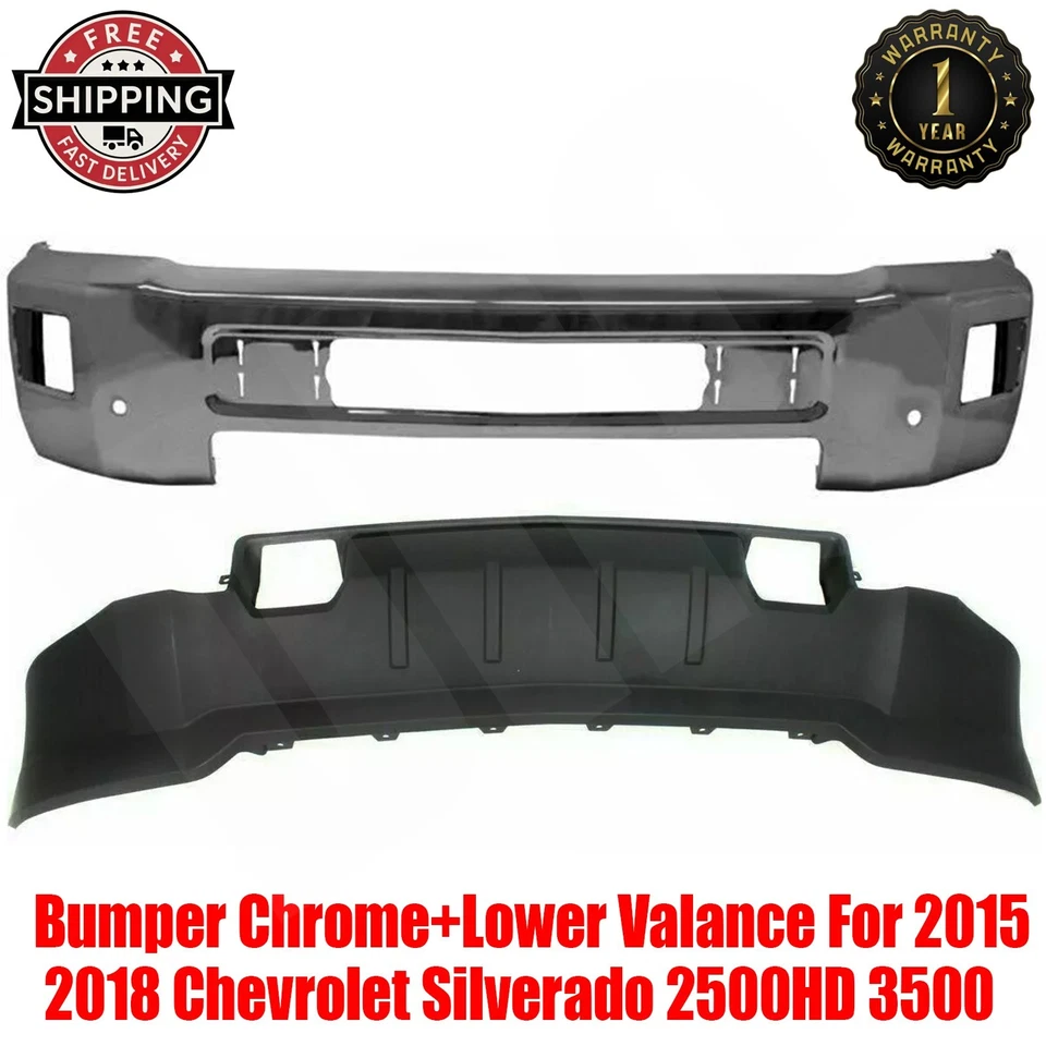 Front Bumper Chrome+Lower  Valance For 2015-2018 Chevrolet Silverado 2500HD 3500 - Изображение 1 из 4