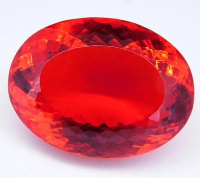 Opala de fogo mexicana natural certificada 351,30 quilates laranja vermelha corte oval pedra preciosa solta - Imagem 1 de 4