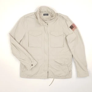 Ralph Lauren Men Large M65 Military Jacket Field Utility Grey Army Hood Vintage - Picture 1 of 16