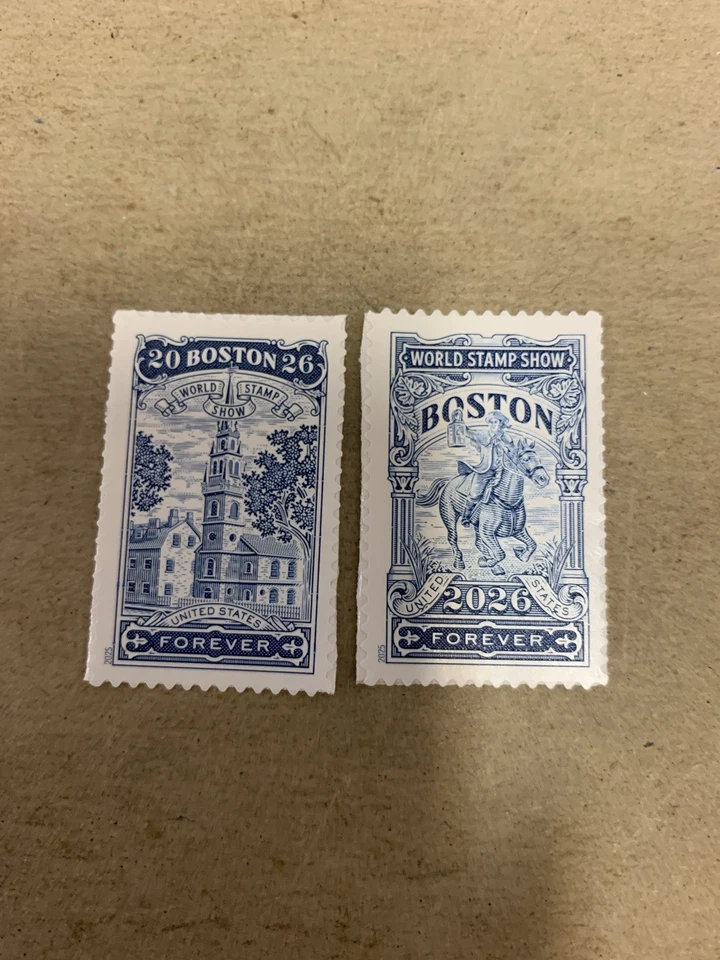 US Postage #6029-30 Boston 2026 World Stamp Show 2 Forever Stamps MNH Free Ship - Image 1 of 1