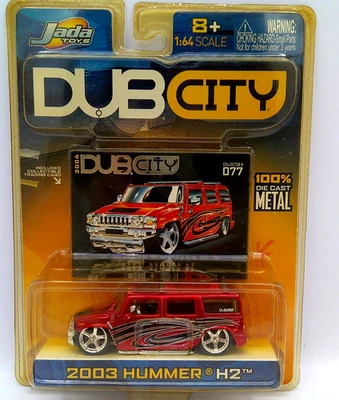 JADA DUB CITY 2003 HUMMER H2 RED Collector #077 -Die Cast- crack on back blister - Image 1 of 4