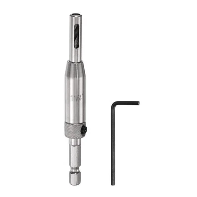 Juego de brocas autocentrantes de 11/64" vástago hexagonal 1/4" para bisagras, plateado 1 pieza Foto 1 de 4