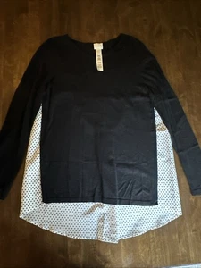 Blusa Suéter Chicos Talla 1 (Mediana) Negra Lunares Oficina Clásica Carrera - Imagen 1 de 6