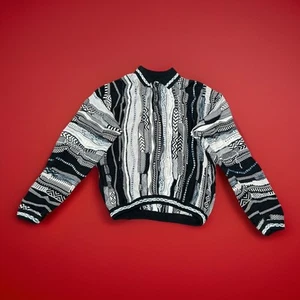 Vintage tundra 3d knit sweater Size Large Polo Henley Biggie Smalls 90’s 80’s - Picture 1 of 12