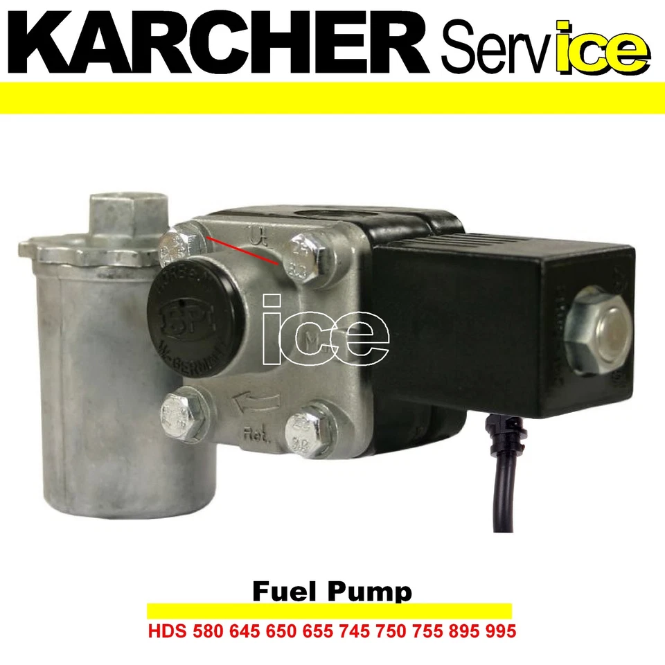 BOMBA DE COMBUSTIBLE Y SOLENOIDE KARCHER HDS 580 645 650 655 750 755 6.472-925.0 EN EL SENTIDO DE LAS AGUJAS DEL RELOJ